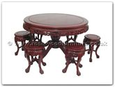 Product ffrdt48tab -  Round pedestal leg table with 6 stool dragon design tiger legs 