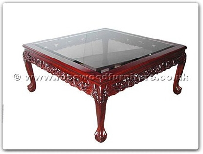 Rosewood Furniture Range  - ff5h4cof - Bevel glass coffee table dragon design tiger legs