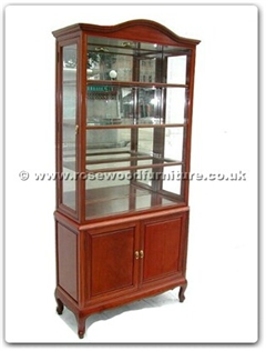 Rosewood Furniture Range  - ff7317 - Queen ann legs curved top glass cabinet with spot light and mirror back