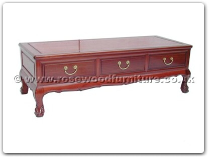 Rosewood Furniture Range  - ff7326tp - Coffee Table With 3 Plain Drawers Tiger Legs