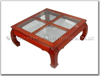 Rosewood Furniture Range  - ff7329c4g - 4 section bevel glass top curved legs coffee table