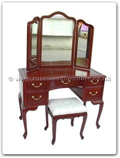 Rosewood Furniture Range  - ff73571i - Queen ann legs dressing table with mirror and stool