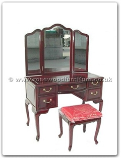 Rosewood Furniture Range  - ff7357o - Queen ann legs dressing table with mirror and stool