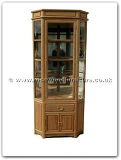 Rosewood Furniture Range  - ffamcorner - Ash wood ming style corner cabinet with spot light and mirror back