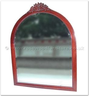 Rosewood Furniture Range  - ffctcmir - Curved top wood frame bevelled mirror Solid Dragon Carved