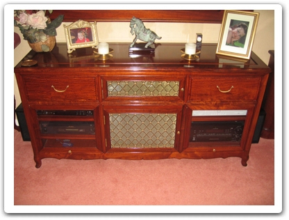 Rosewood Furniture Range  - ORffexample - Surround sound entertainment centre with dvd drawers ith  glass fronted