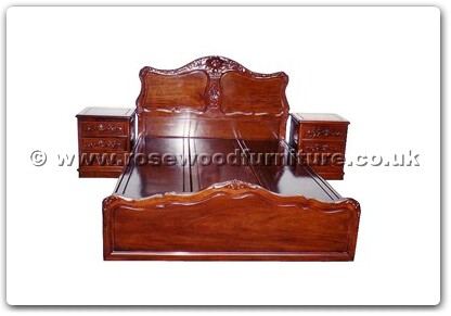 Rosewood Furniture Range  - ffhfb015 - Bed peony design with drawers Queen