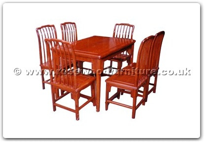 Rosewood Furniture Range  - ffhfd018 - Sq Dining Table Ming Design With 6 Side Chairs Table