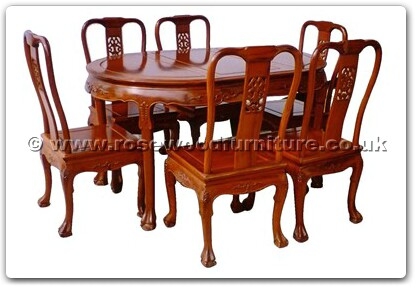 Rosewood Furniture Range  - ffhfd066 - Rosewood Oval Dining Table Dragon Design Tiger Legs with 6 chairs