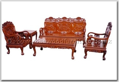 Rosewood Furniture Range  - ffhfl018 - Rosewood Sofa Set 5Pcsith Set-Running Horse Design Excluding Cushion Couch