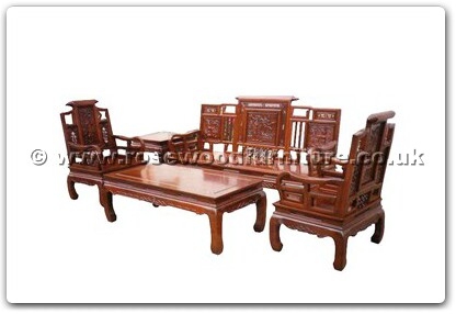 Rosewood Furniture Range  - ffhfl021 - Rosewood Sofa Set 5Pcsith Set-Qing Style Excluding Cushion Couch