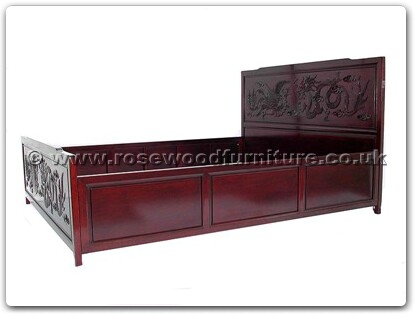 Rosewood Furniture Range  - ffkdpbed - Queen Size Bed Dragon and Phoenix Design