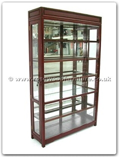 Rosewood Furniture Range  - ffp48glass - Black wood glass cabinet with spot light and mirror back