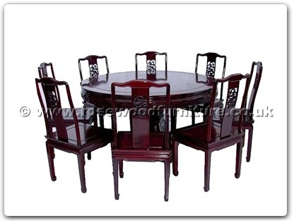Rosewood Furniture Range  - ffrd54din - Round Dining Table Solid Dragon Carved Table With 8 Side Dragon Chairs