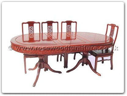 Rosewood Furniture Range  - ffrpbdin - Round pedestal legs oval dining table solid f and b design with 8 side chairs
