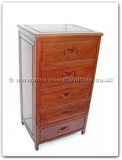 Rosewood Furniture Range  - ffrpchest - Chest of 5 drawers with carved handle