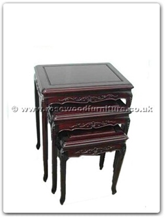 Rosewood Furniture Range  - ffrqcnest - Queen ann legs nest table with carved set of 3