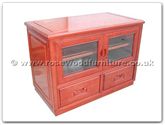 Chinese Furniture - ff114r8tv -  T.v. cabinet plain design with 2 wooden handle drawers and 2 wooden handle doors with caster - 36" x 20" x 26"