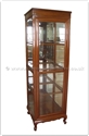 Chinese Furniture - ff164r21gls -  Queen ann legs glass cabinet with spot light and mirror back - 24" x 24" x 75"