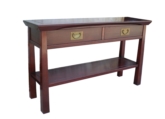 Chinese Furniture - ff200r2ser -  shinto style serving table w/2 drawers & bottom shelf - 48" x 14" x 28"