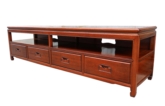 Chinese Furniture - ff205r21tvp -  low cabinet plain design w/4 drawers & open section - 79" x 20" x 24.24"