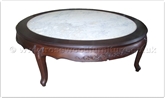 Chinese Furniture - ff24984cof -  Queen ann legs round coffee table flower carved w/marble top - 60" x 60" x 18"