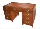 Chinese Furniture - ff34f27de -  Leather top desk - 8 drawers plain design - 54" x 24" x 29"