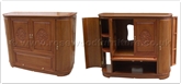 Chinese Furniture - ff38e39tv -  Round corner t.v. cabinet plain design flower and bird carved doors - 55" x 19" x 42"