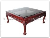 Chinese Furniture - ff5h4cof -  Bevel glass coffee table dragon design tiger legs - 39.5" x 39.5" x 18"