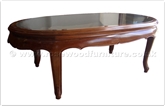 Chinese Furniture - ff7328q -  Smoke glass top queen ann legs oval coffee table - 48" x 26" x 16"