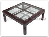 Chinese Furniture - ff7329g -  4 section bevel glass top coffee table - 36" x 36" x 16"