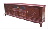 Chinese Furniture - ff80031tv -  Blackwood t.v. cabinet - 2 drawers and 4 doors flower carved - carved legs - 71" x 17" x 24"