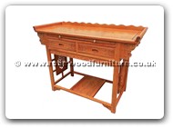 Chinese Furniture - ffalt2ds -  Altar table full carved w/2 drawers & shelf - 49" x 20.5" x 34"