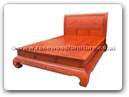 Chinese Furniture - ffbedfcc -  Curved legs queen size bed full carved - 21.5" x 17.5" x 22"