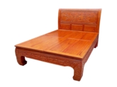 Chinese Furniture - ffbedpc -  queen size curved legs bed w/full peony carved - 60" x 79" x 0"