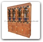 Chinese Furniture - ffbokdlml -  Bookcase dlmch-mlzj carved w/4 drawers & 4 wooden doors & glass doors - 77" x 16" x 87"