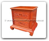 Chinese Furniture - ffbsideb -  Curved legs bedside cabinet full f&b carved w/2 drawers - 21.5" x 17.5" x 22"