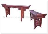 Chinese Furniture - ffbwkdht -  Blackwood hall table key pattern - open simple dragon carved - 69" x 16" x 34"
