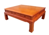 Chinese Furniture - ffcof6df -  coffee table w/full carved & 6 drawers - 57.5" x 42.5" x 22"