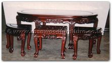 Rosewood Furniture - ffcoffee_set -  Oval Coffee Table with 6 stools F & B Design - 50" x 30" x 20"