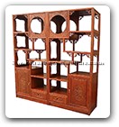 Chinese Furniture - ffcurcf -  Curio cabinet flower design w/2 drawers & 2 doors - 78" x 15" x 84"