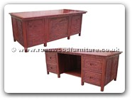 Chinese Furniture - ffdeskfbsh -  Writing desk full f&b & songhe carved w/4 drawers - 69.5" x 35.5" x 31"