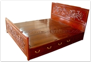 Chinese Furniture - ffdpbed -  King size bed dragon and phoenix design - 4 drawers - " x " x "
