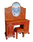 Chinese Furniture - ffdrept -  dressing table peony carved & stool - 48.5" x 19" x 30"