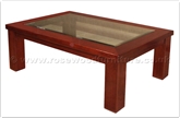 Chinese Furniture - ffff8003r -  Redwood glass top coffee table - 47" x 31.5" x 16"