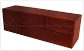 Chinese Furniture - ffff8004r -  Red wood t.v. cabinet - 6 drawers - 72" x 21" x 24"
