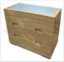 Chinese Furniture - ffff8008a -  Ashwood glass top chest of 3 drawers - 42" x 18" x 31"