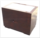 Chinese Furniture - ffff8016r -  Redwood glass top bedside cabinet with 2 drawers - 26" x 16" x 20"