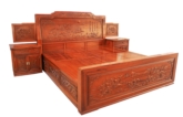 Chinese Furniture - fffybedfc -  bed full carved w/4 drawers - 77" x 85" x 0"