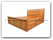 Chinese Furniture - fffybedg4d -  King size bed full grape carved w/4 drawers - 72" x 78" x 0"